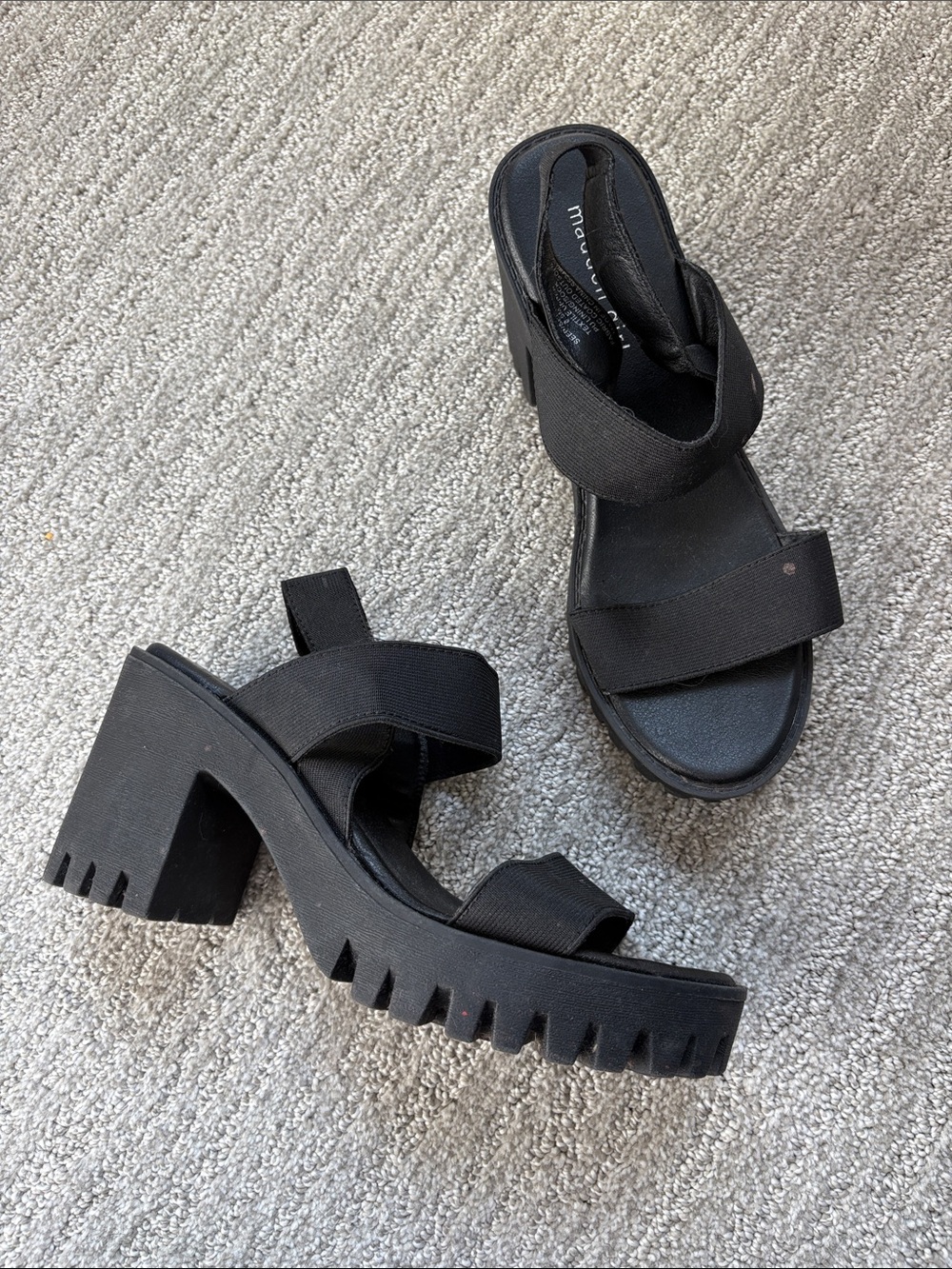 Madden Girl Black Lug Sole Platform Sandals